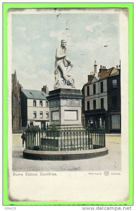 DUMFRIES, SCOTLAND - BURNS STATUE - ANIMATED - RELIABLE SERIES - CARD TRAVEL IN 1904 - 3/4 BACK - - Dumfriesshire