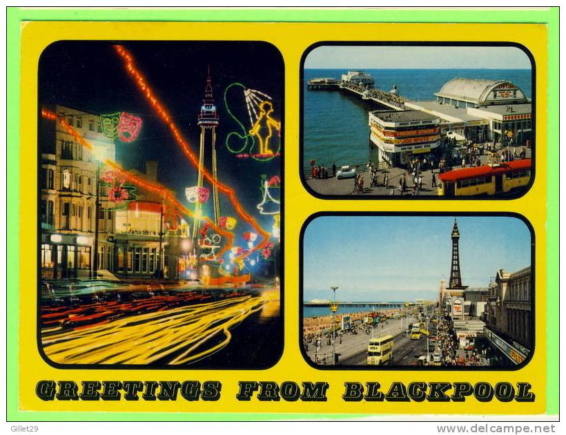 BLACKPOOL - GREATING FROM - 3 MULTIVIEWS - JOHN HINDE ORIGINAL - - Blackpool