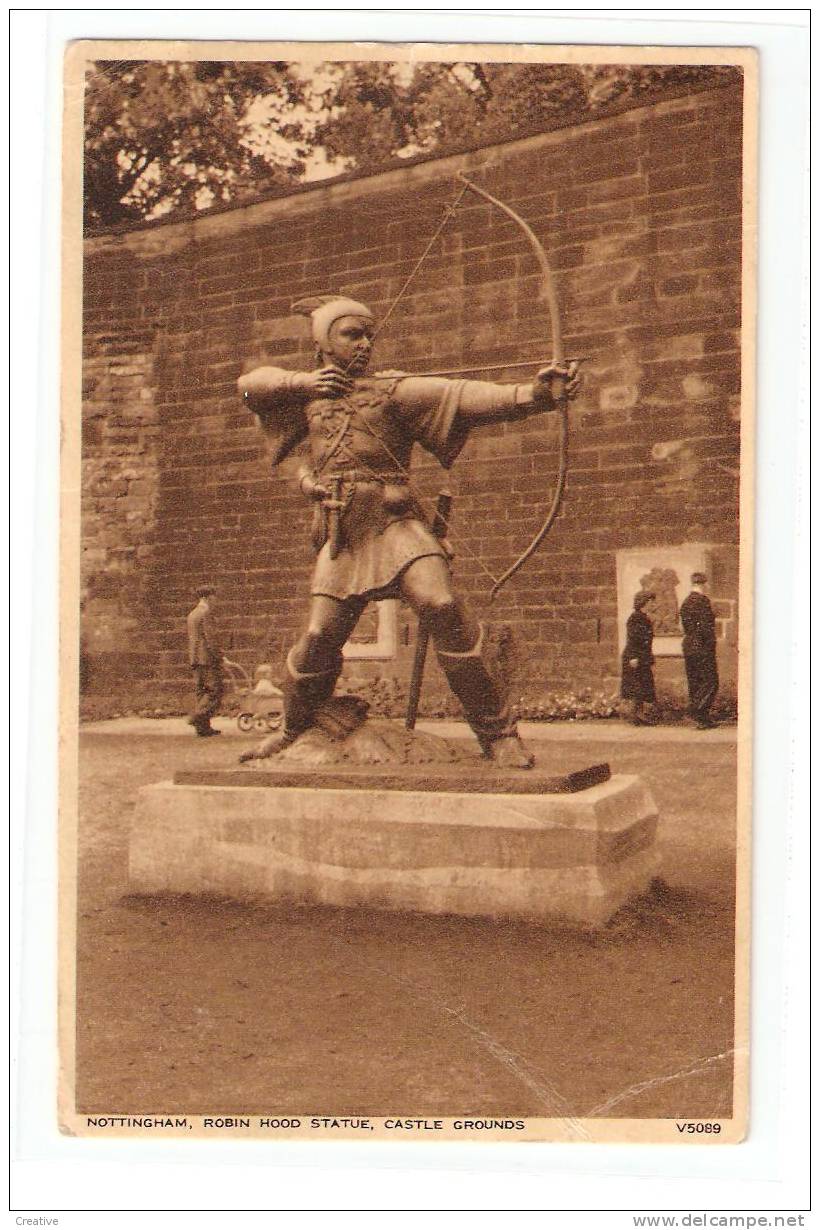 ROBIN HOOD Statue, Nottingham ,Castle Grounds .Oblitérée Nottingham 1958 (rare Cpa) - Nottingham