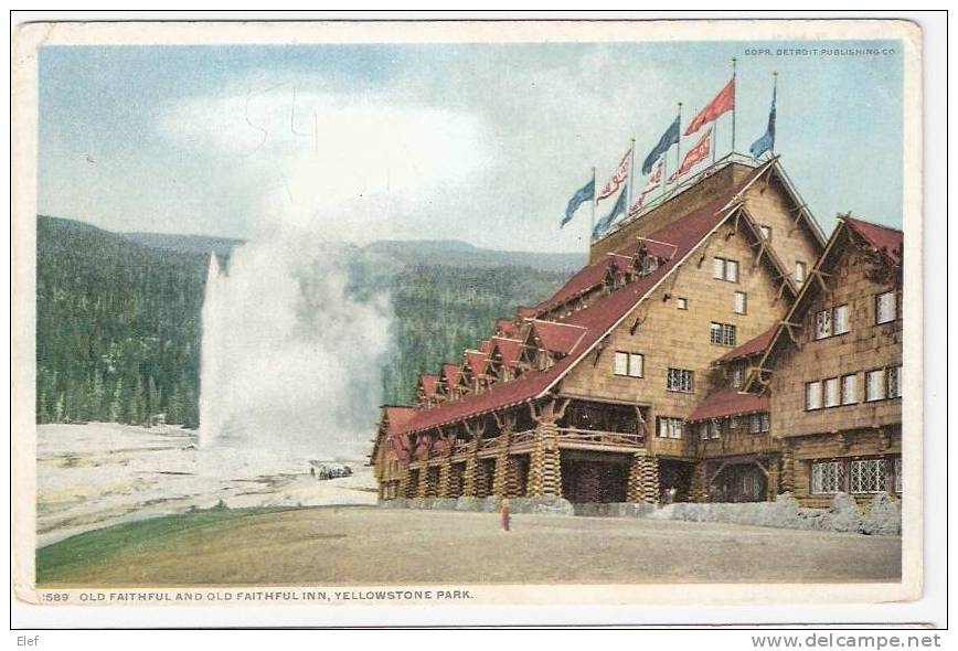 Old Faithful And Old Faithful Inn , Yellowstone Park, USA  ;B/TB - Yellowstone