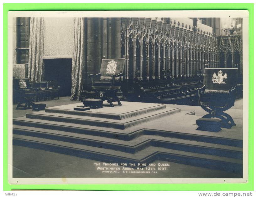 LONDON, UK - WESTMINSTER ABBEY MAY 12th 1937 - THE THRONES FOR THE KING AND QUEEN - - Westminster Abbey