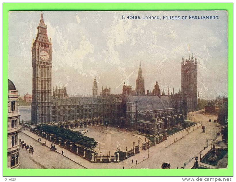 LONDON, UK - HOUSES OF PARLIAMENT - ANIMATED - CARD TRAVEL IN 1924 - - Houses Of Parliament