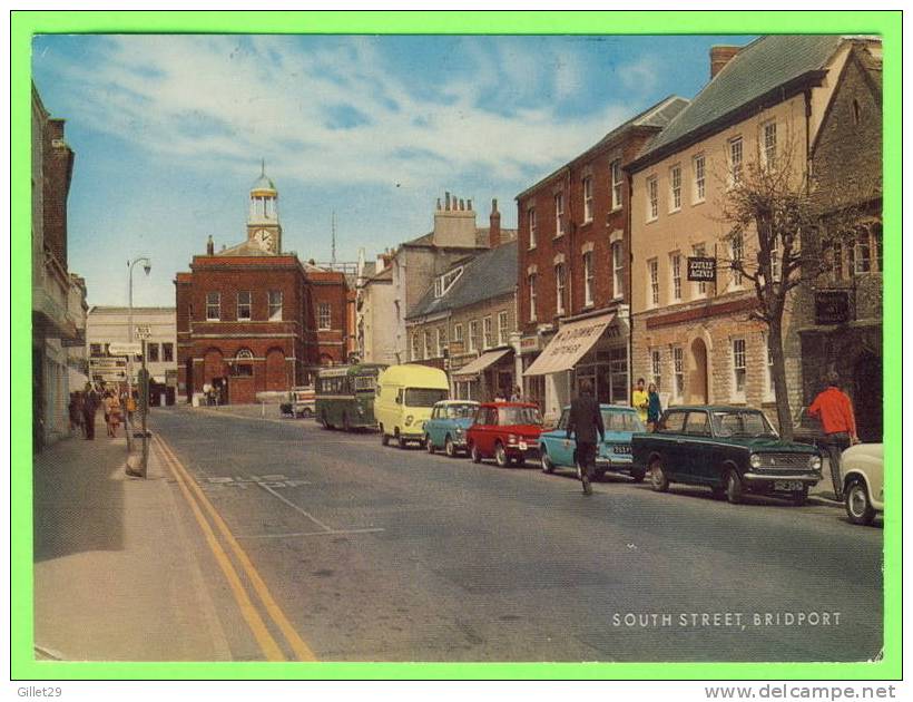 BRIDPORT, SHROPSHIRE - SOUTH STREET - ANIMATED WITH OLD CARS - CARD TRAVEL IN 1972 - - Shropshire