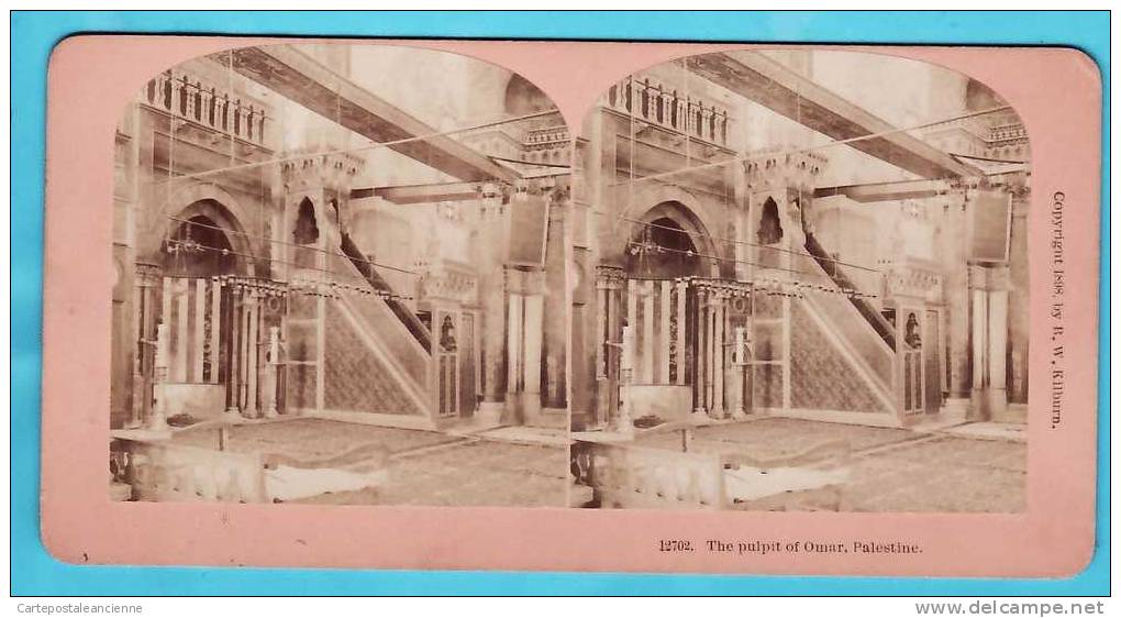 Peu Commun PULPIT PUPITRE OMAR JERUSALEM PALESTINE Copyright 1898 KILBURN LITTLETON Stereoview12702 PALÄSTINA PALESTINA - Photos Stéréoscopiques