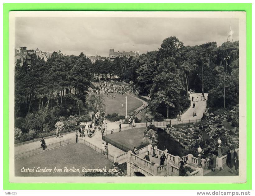 BOURNEMOUTH, UK - CENTRAL GARDENS FROM PAVILION - WELL ANIMATED - CARD TRAVEL IN 1949 - - Bournemouth (vanaf 1972)