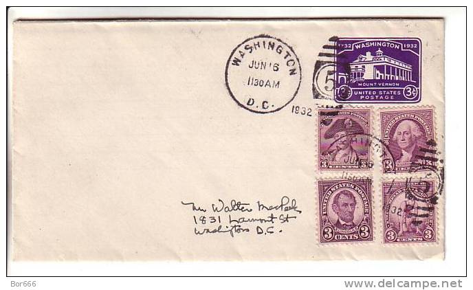 GOOD OLD USA Postal Cover With Original Stamp 1932 - Brieven En Documenten