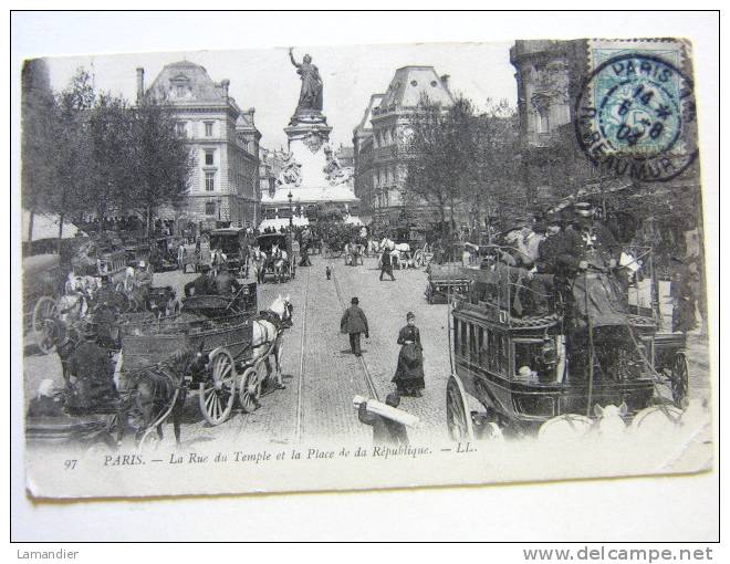 CPA Paris - Rue Du Temple Et Place De La République - Belle Animation 1904 - Arrondissement: 03