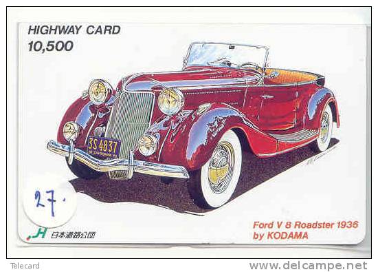 Carte Prépayée Japonaise FORD V8 ROADSTER 1936 (27) OLDTIMER Voiture Car Auto Phonecard Japon - Cars