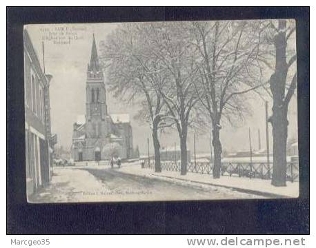 27161 Sablé Jour De Neige L'église Vue Du Quai National édit.malicot N° 1499  Belle Carte - Sable Sur Sarthe