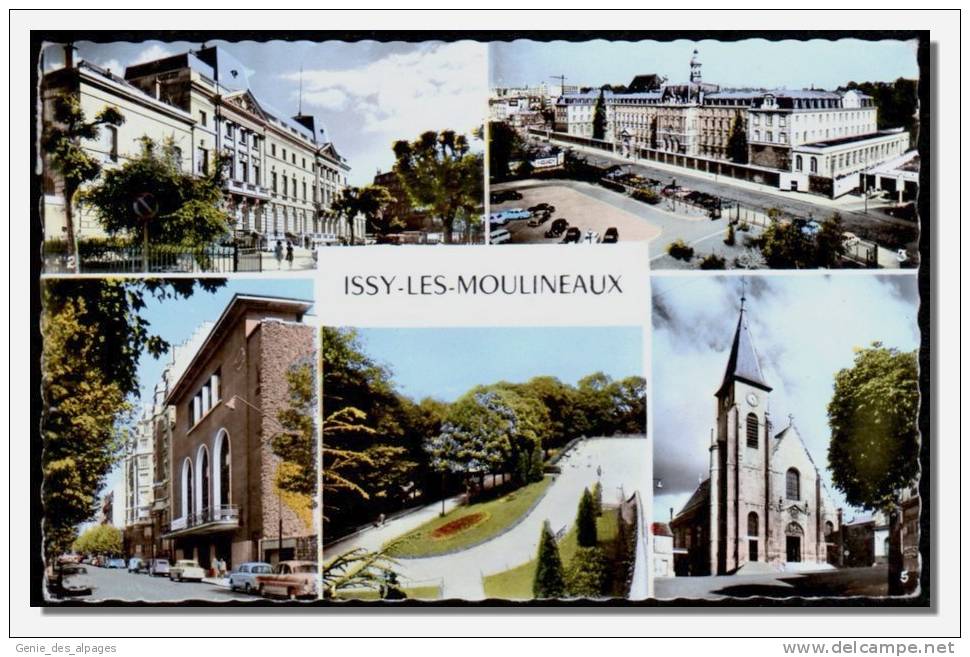 92  ISSY Les Moulineaux,  Multivues, Parc, Mairie, Séminaire, Salle Des Fêtes, église, CPSM 9x14 Ed Estel, Voyagé 1961 - Issy Les Moulineaux