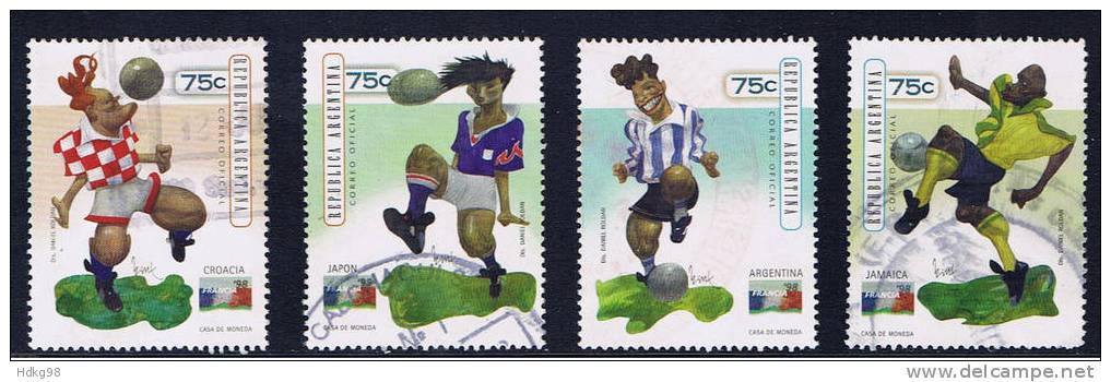 RA+ Argentinien 1998 Mi 2412-15 Fußball-WM - Gebruikt