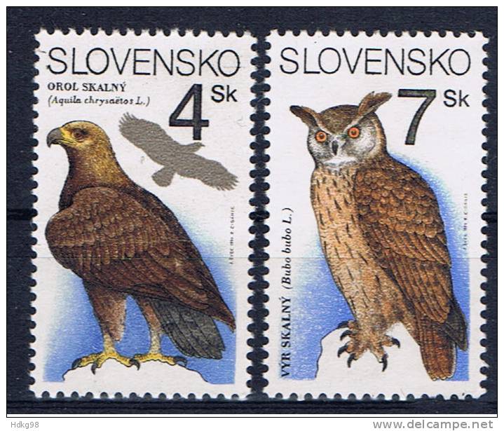 SK+ Slowakei 1994 Mi 195 197** Adler, Uhu - Unused Stamps
