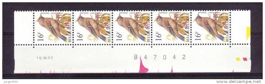 Drukdatum 16 Fr. Pestvogel - 10.XII.93 Met Rode Spuitstreep - B47042 - 1985-.. Oiseaux (Buzin)