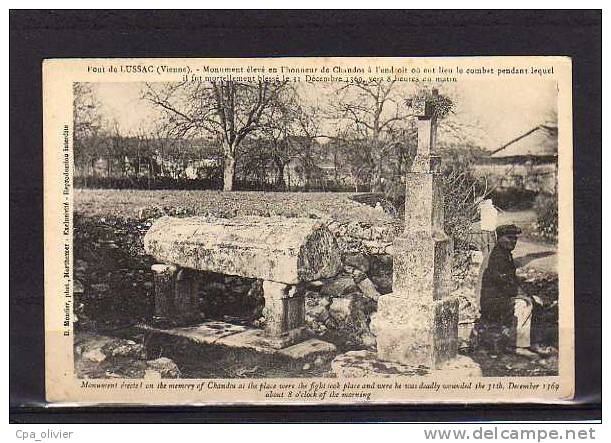 86 LUSSAC Monument Mémoire De Chandos, Combat 13-12-1369, Animée, Ed Montier, 1918 - Lussac Les Chateaux