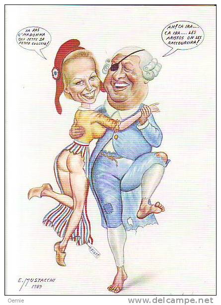 EMILE  MUSTACCHI  PEINTRE CATALAN  MINI  POSTER   030 X 022  CARICATURE AVEC  JEAN MARIE LEPEN   1989 - Originele Tekeningen