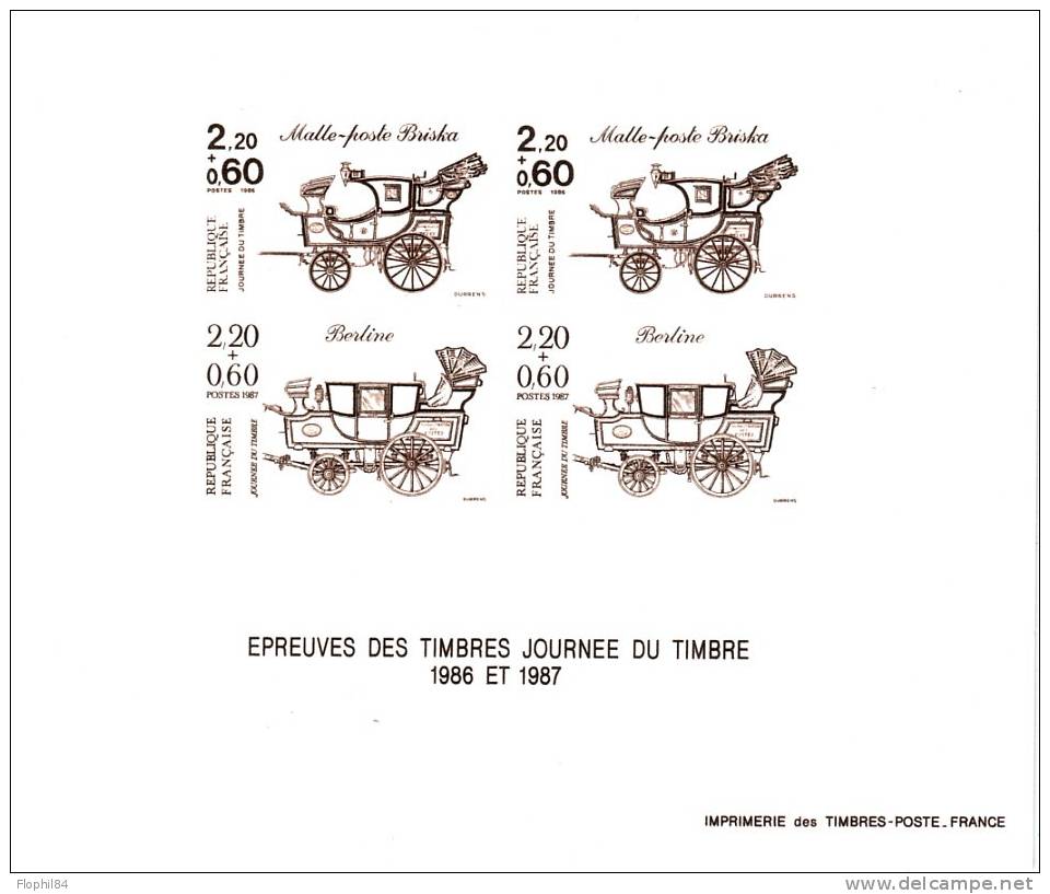 EPREUVE-JOURNEE DU TIMBRE 1986 ET 1987 - Giornata Del Francobollo