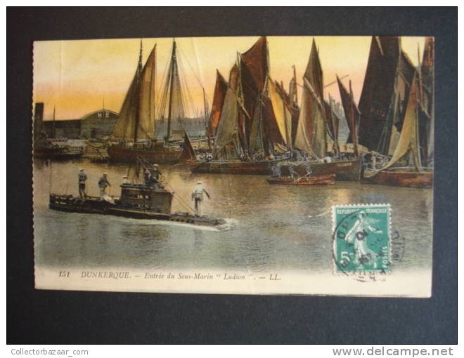 Vintage CA 1900 Postcard AK France Dunkerque Entree Du Sous Main Ludion - Otros & Sin Clasificación