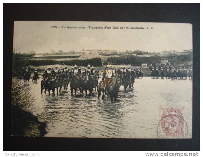 Vintage CA 1900 Postcard AK France En Manoeuvres Traversee D'un Gue Par La Cavalerie - Maniobras