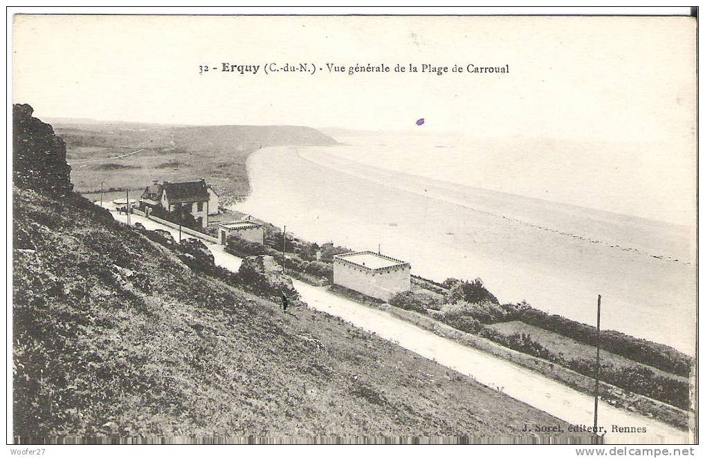 CPA ERQUY Vue Générale De La Plage De CARROUAL - Erquy