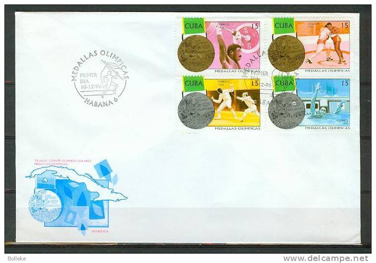 Cuba - Lettre De 1996 - J.O. - Lutte - Escrime - Natation - Poids Et Haltères - Ringen