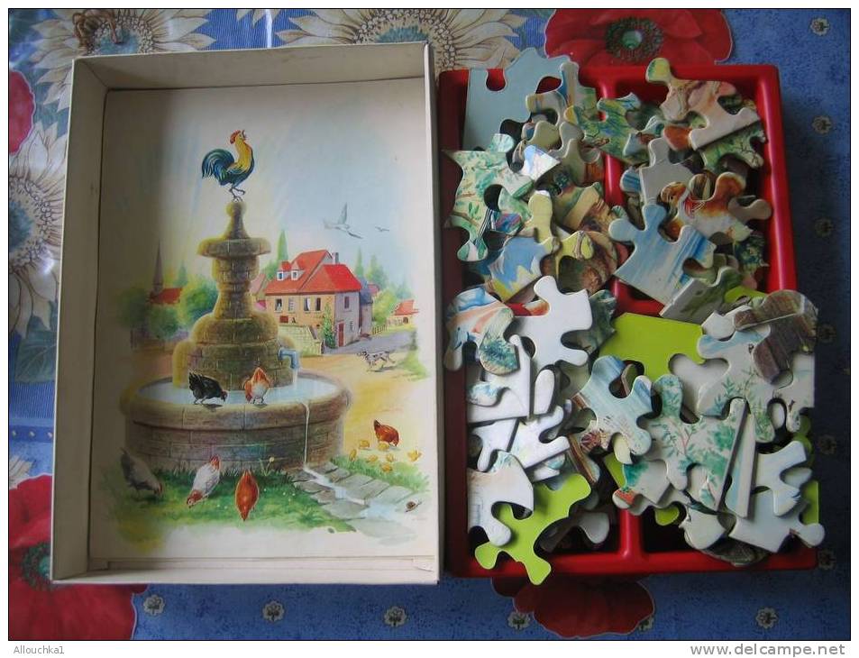 ANCIEN JEU DE SOCIETE DES ANNEES 60 / 4 PUZZLES THEME DE LA FERME DANS SA BOITE D'ORIGINE - Rompecabezas