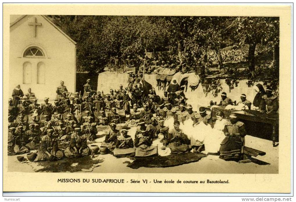 CPA...MISSIONS DU SUD AFRIQUE...ANCIENNEMENT BASUTOLAND...UNE ECOLE DE COUTURE...ANIMEE... - Lesotho