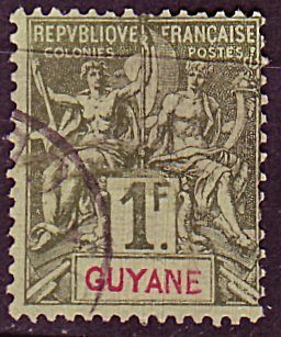 Guyane Obl.  N° 42 - 1F Olive   - - Autres & Non Classés