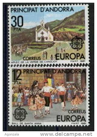 TIMBRE NOUVEAU ANDORRE 1981 EUROPA CEPT FESTIVITÉS POPULAIRES - DANSE - VÊTEMENTS TYPIQUES - 1981