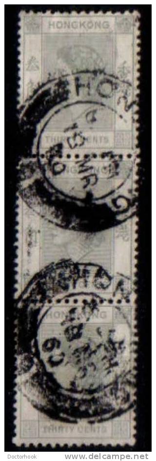 HONG KONG   Scott #  190   F-VF USED Strip Of 3 - Oblitérés