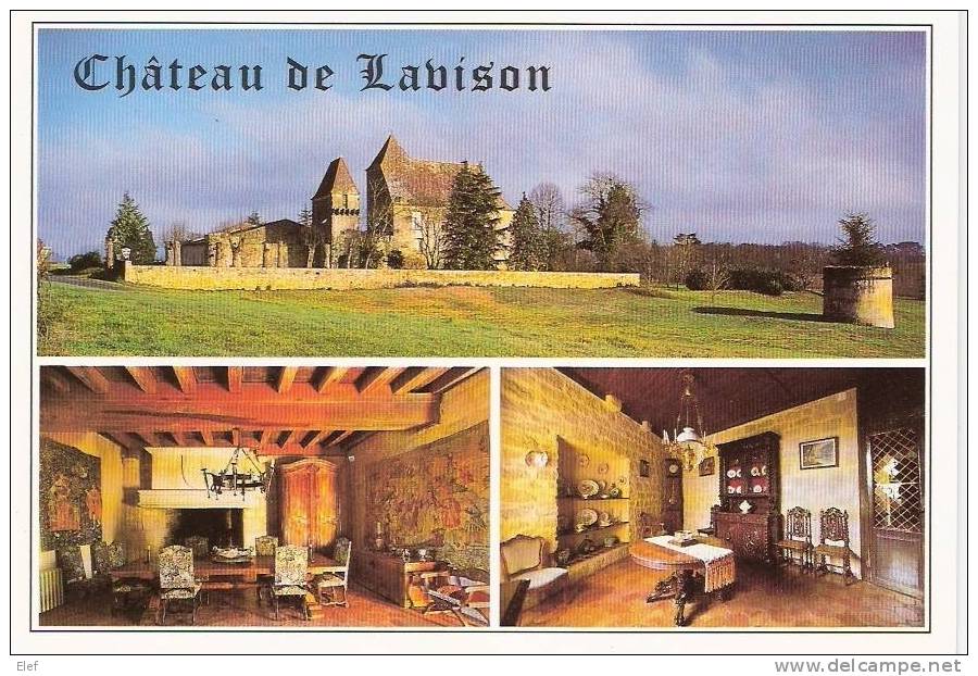 LOUBENS (Gironde, 33) :le Chateau De Lavison ; Vue Générale, La Grande Salle Et Salle à Manger; Mr Martet , Propr ;  TB - La Réole