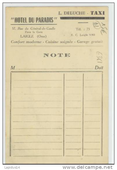 E 361 /CPA LAIGLE (61) HOTEL DU PARADIS  L. DELUCHE - L'Aigle