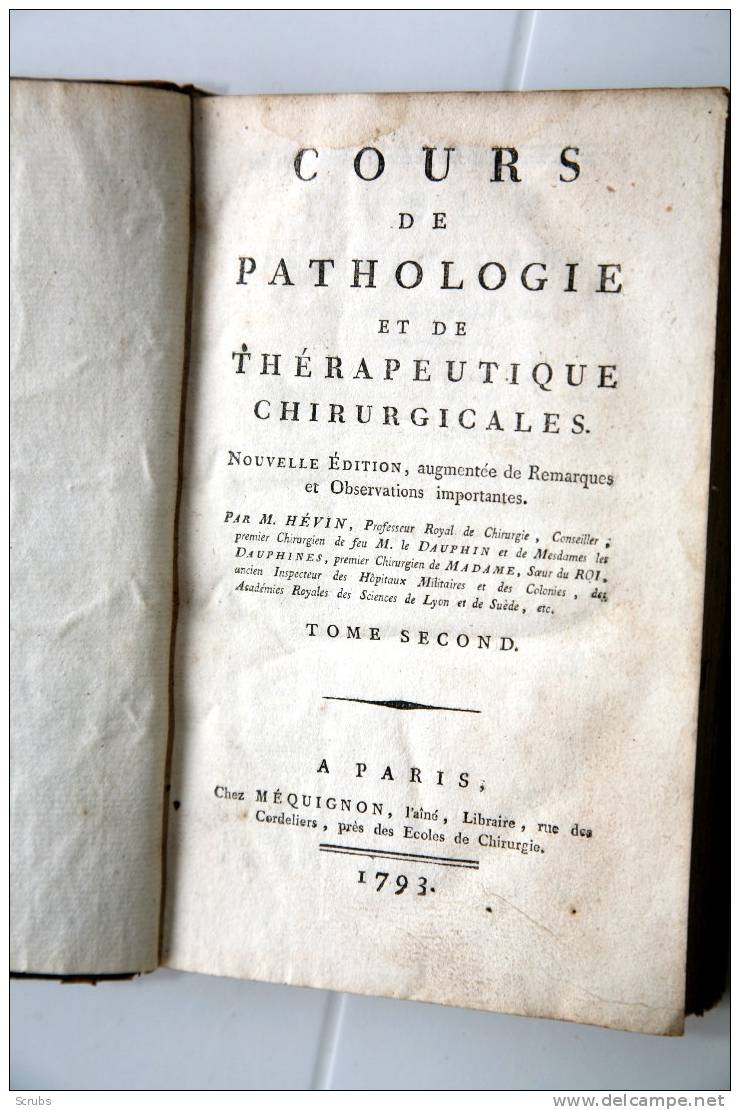 Cours De Pathologie Et De Thérapeutiques Chirurgicales    (1793) - 1701-1800