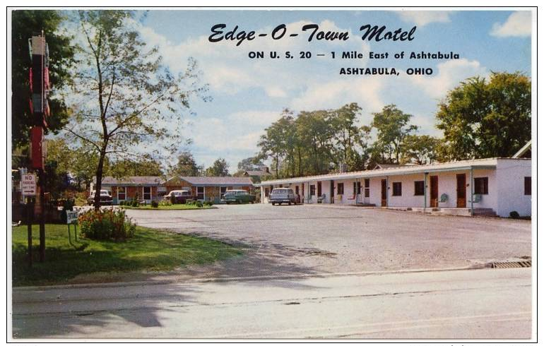 Chrome Postcard, Edge-O-Town Motel On US Route 20, Ashtabula, Ohio - Other & Unclassified