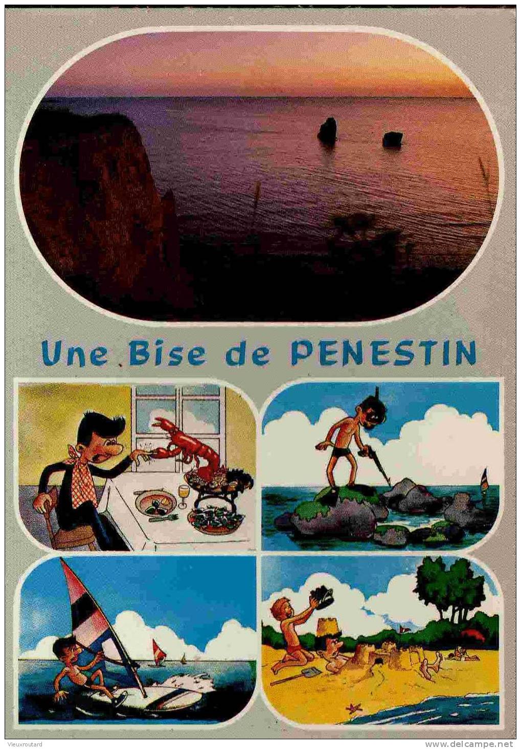 CPSM. PENESTIN. LES ROCHERS DES DEMOISELLES AU CREPUSCULE. DATEE 1987. - Pénestin