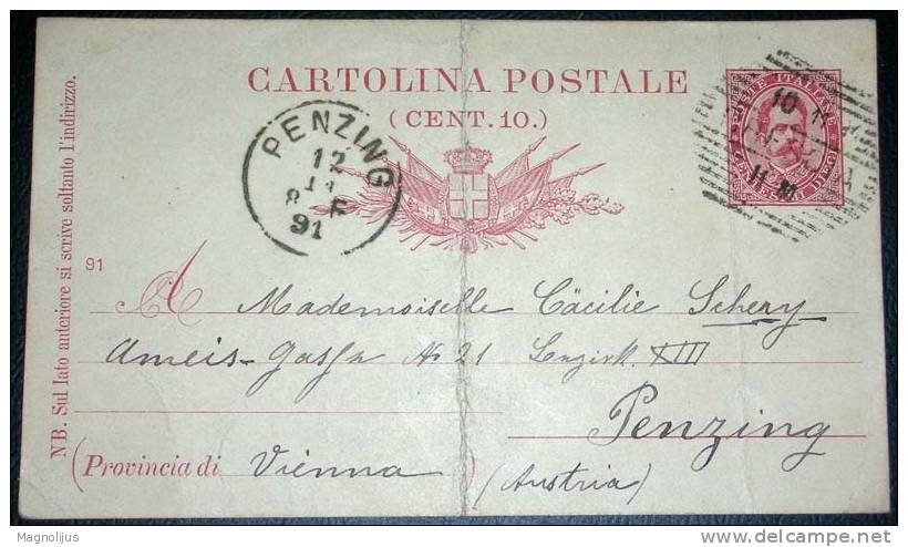 Italy,Stationery,10 Centisimi,Cartolina Postale,Penzing,Postal Stamp,vintage Postcard - Entiers Postaux