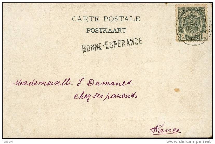 Belgique - CV Ayant Circulé (1906?) : Griffe De BONNE-ESPERANCE - Griffes Linéaires