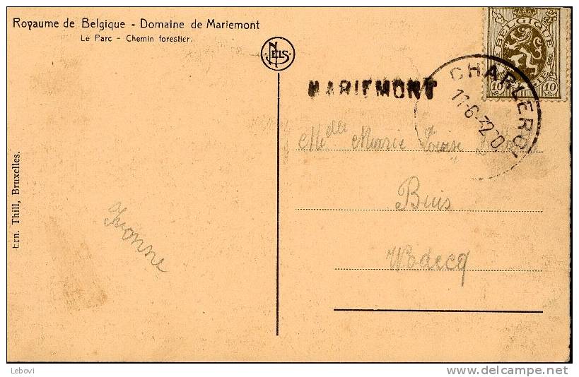 Belgique - CV Ayant Circulé (1932) : Griffe De MARIEMONT - Linear Postmarks