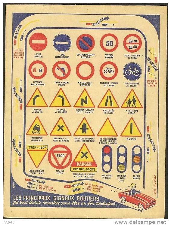 Protège-cahiers : Pastille Pulmoll "le Rat Des Villes Et Le Rat Des Champs". Signaux Routiers Au Dos. - Protège-cahiers