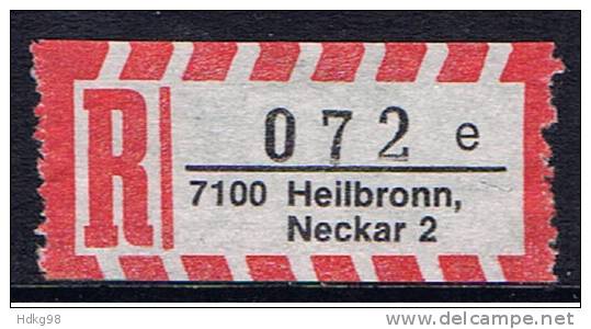 D+ Deutschland Reco 7100 Heilbronn (4-stellige PLZ) - R- & V- Vignetten