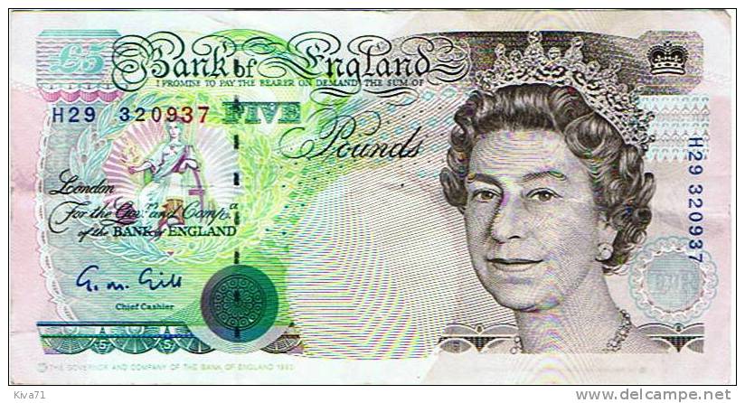 5 Pounds  "ANGLETERRE"     1990  P382a    Bc 00 - 5 Pounds