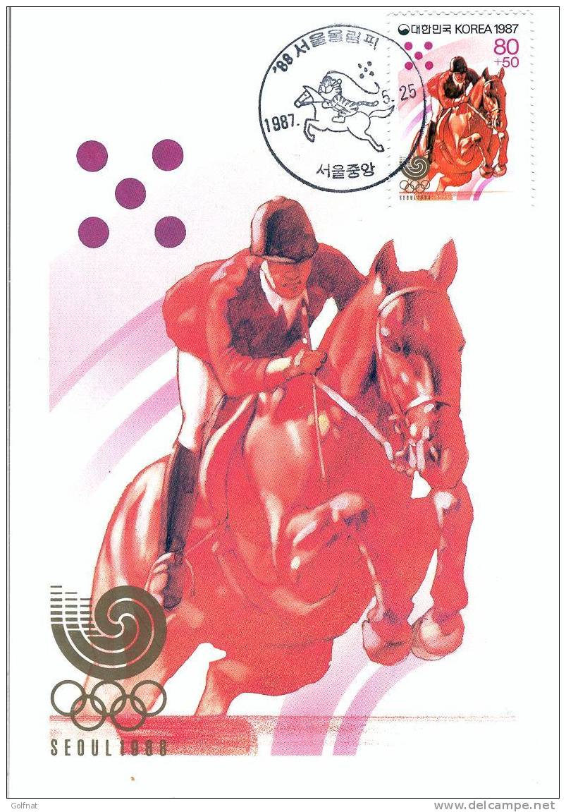 1987 CARTE MAXIMUM DE COREE DU SUD JO DE SEOUL JUMPING - Springreiten