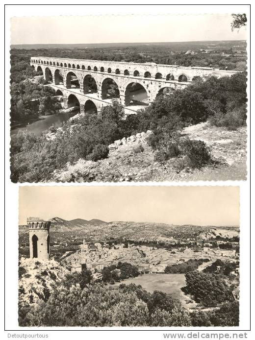 2 Cpsm SAINT AMBROIX Vue Générale Et La Tour Gisquet + Pont Du Gard Aqueduc Romain - Saint-Ambroix