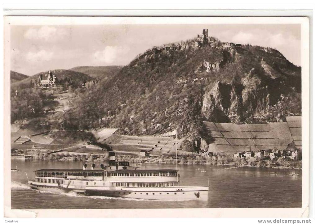 Blick über Den Rhein Auf Drachenfels Und Drachenburg - Gelaufen 1953 - Koenigswinter
