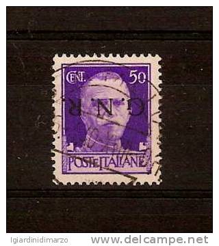 ITALIA-R.S.I. - 1943-Valore Usato Da 50 C. Emissione Imperiale Con Soprastampa G.N.R. Capovolta NOT GUARANTEE - DC1602. - Gebraucht