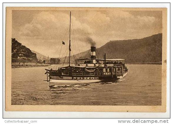 SHIP BOAT POSTCARD Ca 1900 Salondampfer "Niederwald" Lange 68m Breite 7.10m Tragfahigkeit 1273 Personen - Paquebote