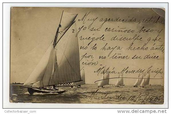 SHIP BOAT POSTCARD Ca 1900 Photo Postcard Sail Boat - Paquebote