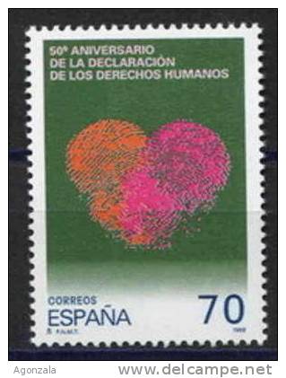 TIMBRE ESPAGNE NOUVEAU 1998 DROITS HUMAINS - COEUR - TRACES DACTILARES - Institutions Européennes