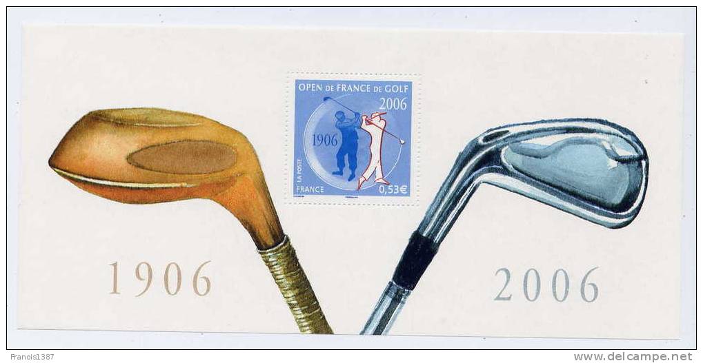 CARTE SOUVENIR + Bloc Feuillet  Centenaire De L´Open De France De Golf ** (voir Scan Du Bloc) - Souvenir Blocks & Sheetlets
