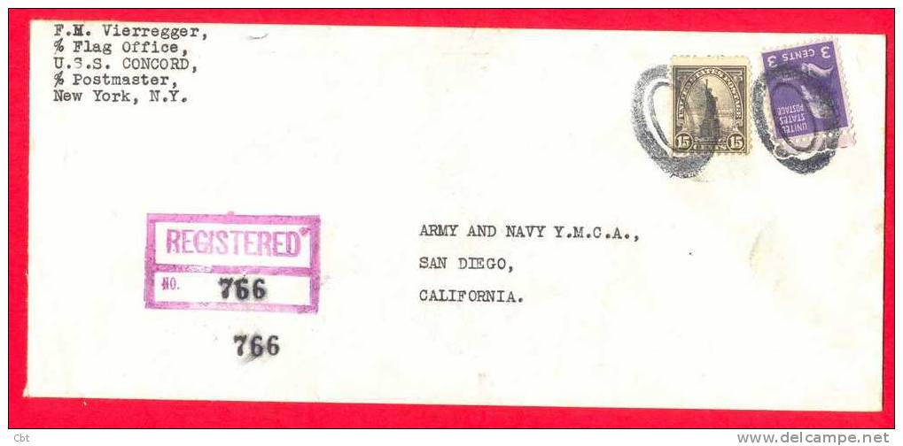 Lettre  USS CONCORD Vers ARMY AND NAVY YMCA - NOV 1938 (1147) - Briefe U. Dokumente