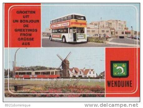 Groeten Uit Wenduine - Autobus - Tram + Molen Muhle Moulin Mill - Wenduine